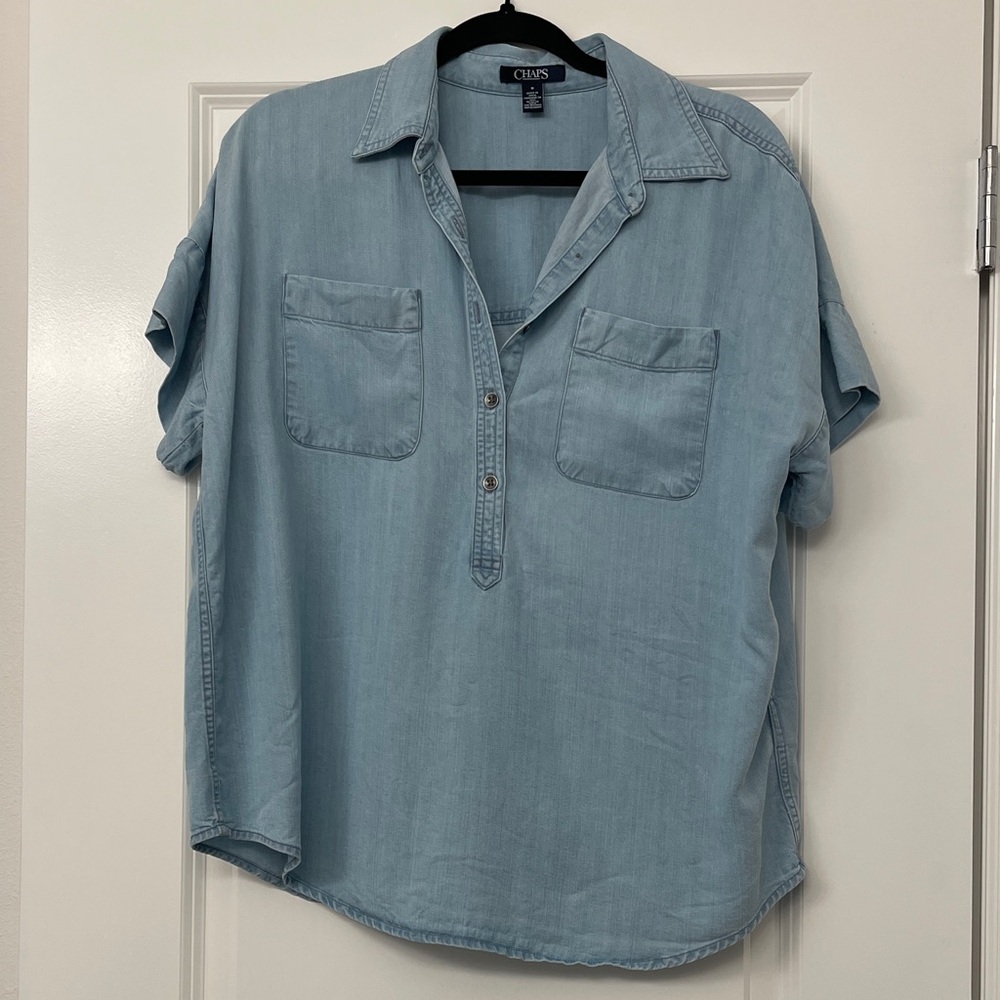 Chaps Women's Light Blue Button Down Shirt